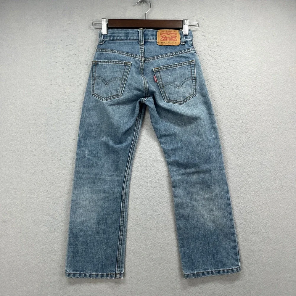 Levis Jeans Boys 8 Slim 505 Regular Light Blue Denim Pants Adjustable Waist Kids